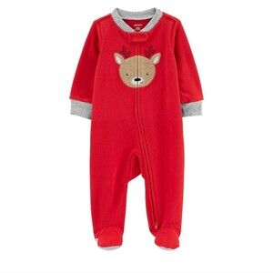 Baby Girl Carter's Reindeer Snap-Up Fleece Sleep & Play size 3m